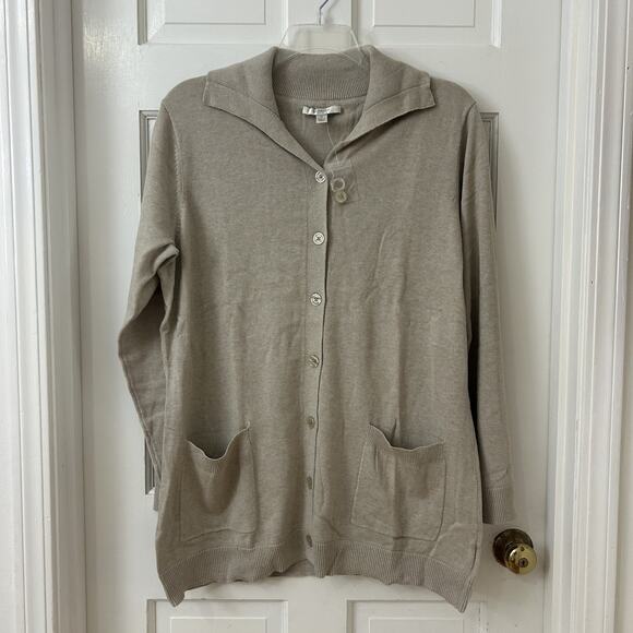 Liz Claiborne 1X Lagenlook Cotton Cashmere Blend Long Button Cardigan Sweater - Picture 1 of 4